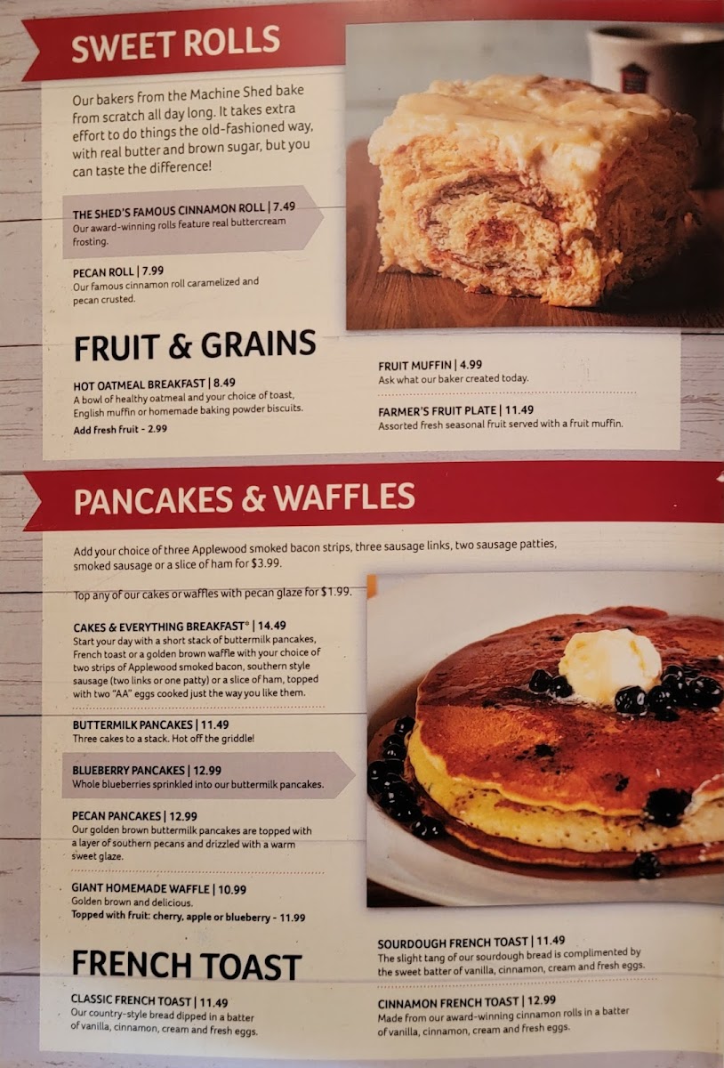 Machine Shed Restaurant Menu - Image 1